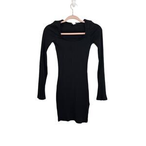 H&M Divided Bodycon Black Ribbed Dress, Size XS